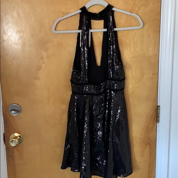 Free People Black Sequin Halter Dress - Picture 2 of 4